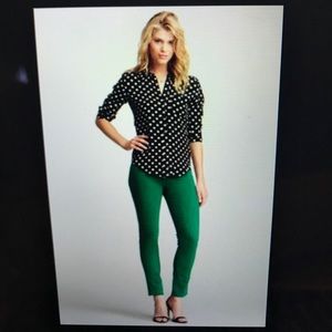 KUT from the Kloth Diana green skinny jeans